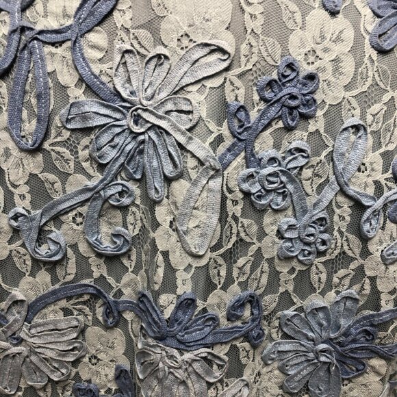 Coldwater Creek Jacket Womens Sz Medium Blue Lace Ribbon Flowers Open Blazer - Picture 5 of 7